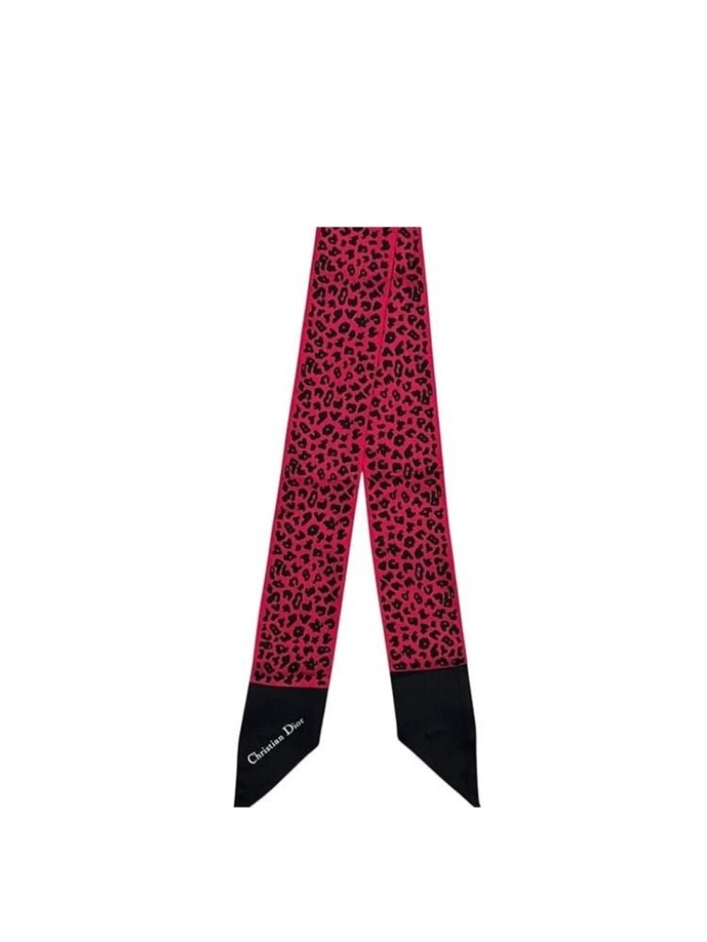 Dior Scarf Mitzah Ribbon Silk Leopard Shocking Pink Print